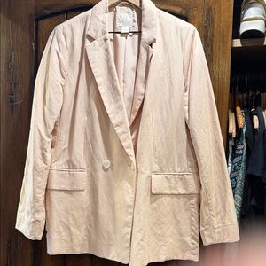 H&M Light Pink linen blend blazer double breasted Large